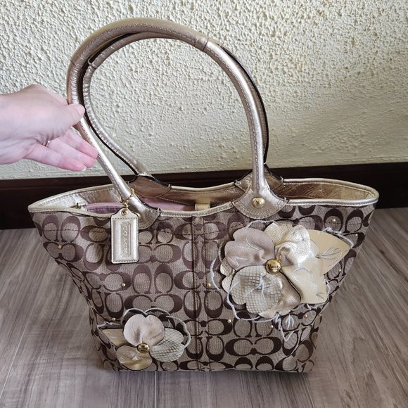 Vintage Coach Bleeker Floral Applique Satchel Handbag Purse - Picture 4 of 12